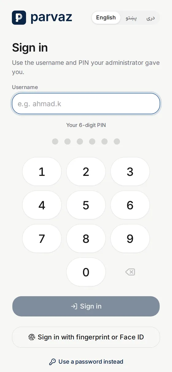 Sign in with fingerprint or Face ID